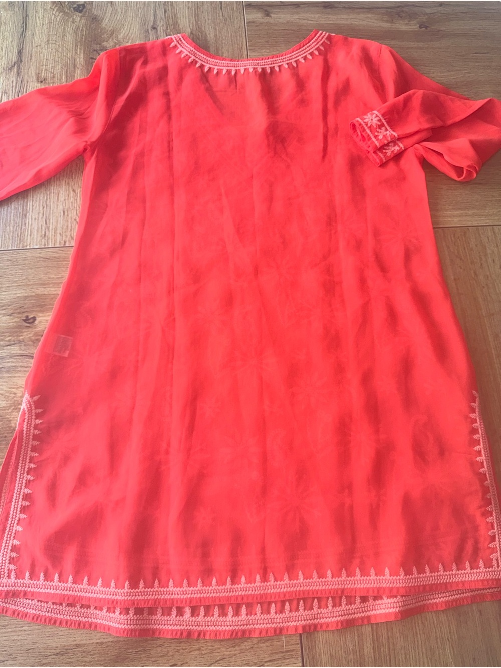 Bright Orange Embroidered V-Neck coverup Top by Antonio Melani - Picture 9 of 9